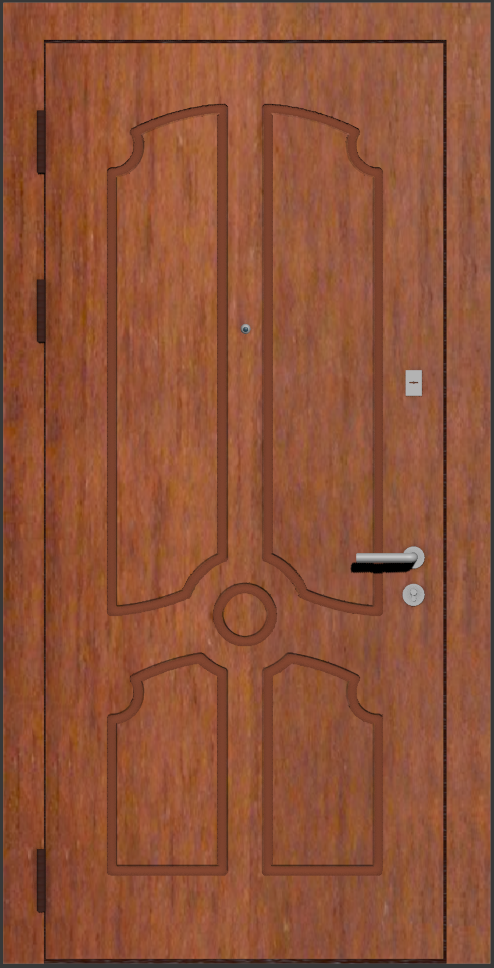 Металлическая входная дверь с отделкой шпон F7 красное дерево